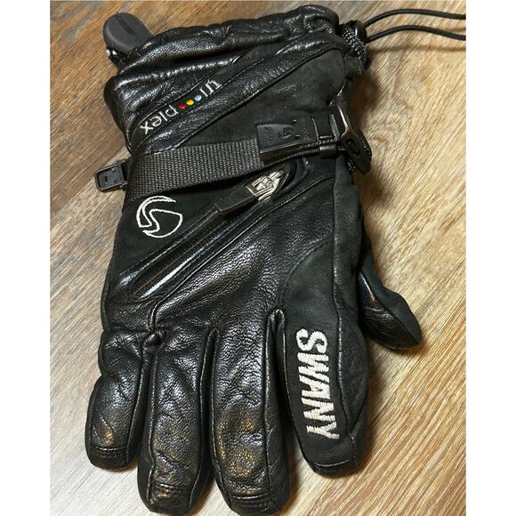 SWANY Tri Plex Black Ladies Genuine Leather Ski Gloves US Size Small - Picture 6 of 8